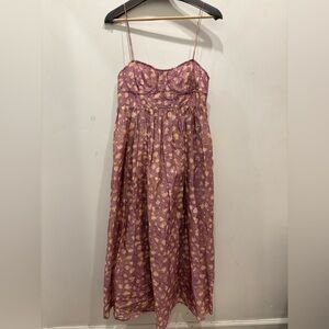 Ulla Johnson Purple and Gold Midi Dress